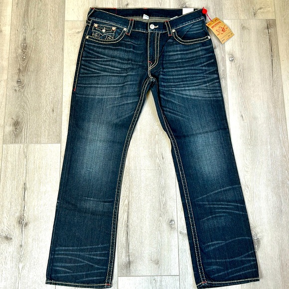 True Religion Other - True Religion Indigo Heart Straight Flap Earthworm Big T Jeans 38 Waist